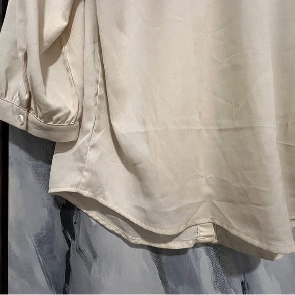 Tie front cream long sleeve blouse XL - Picture 6 of 8